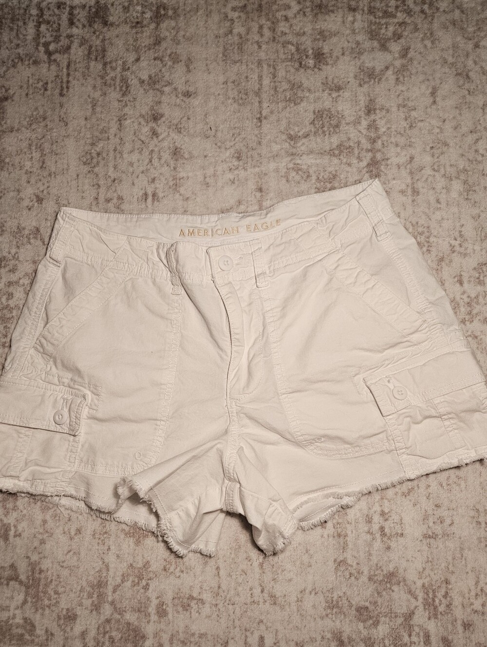 American Eagle Outfitters Cream Cargo Denim Shorts